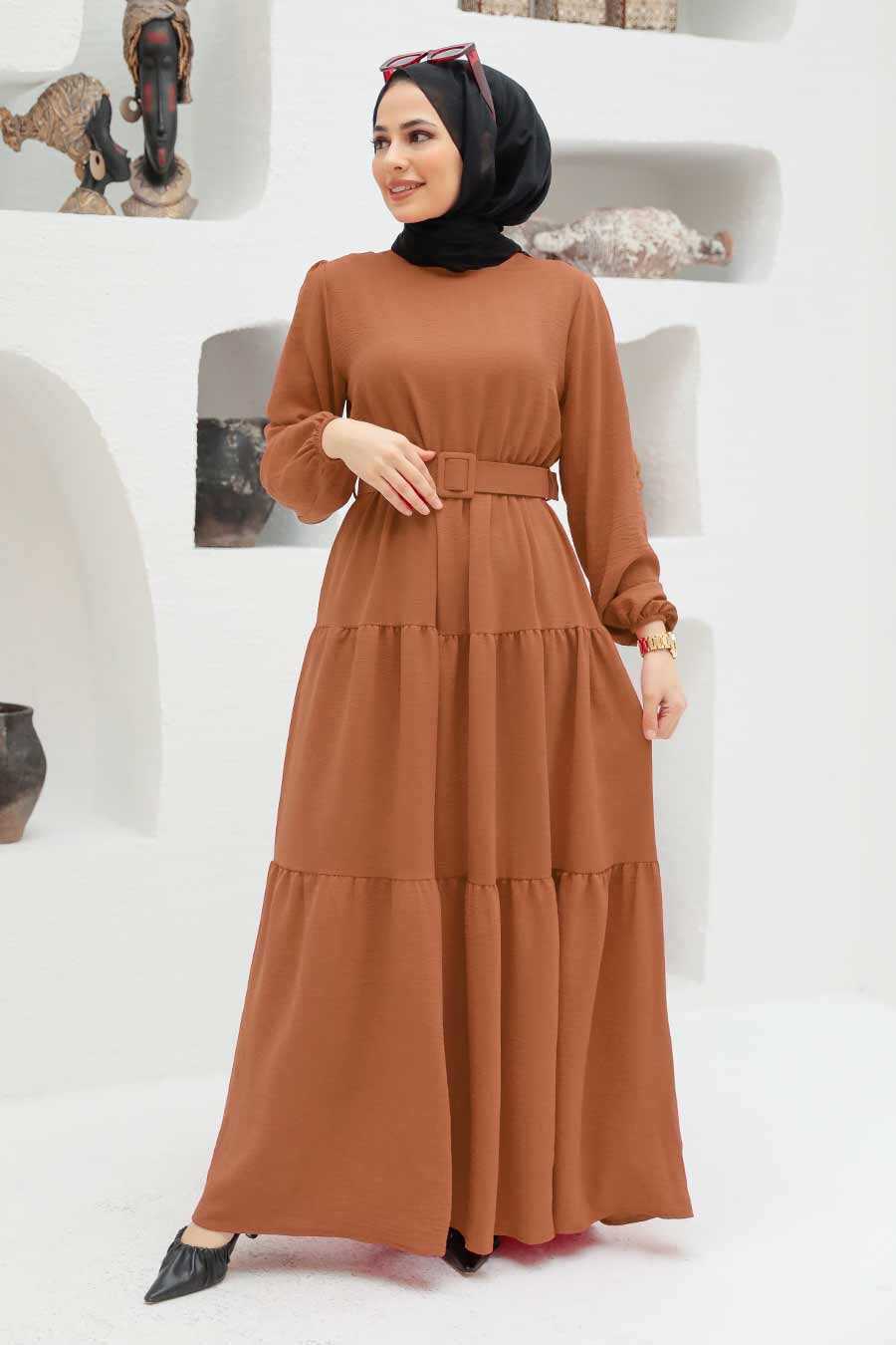 Biscuit Hijab Dress 13024BS Neva Style