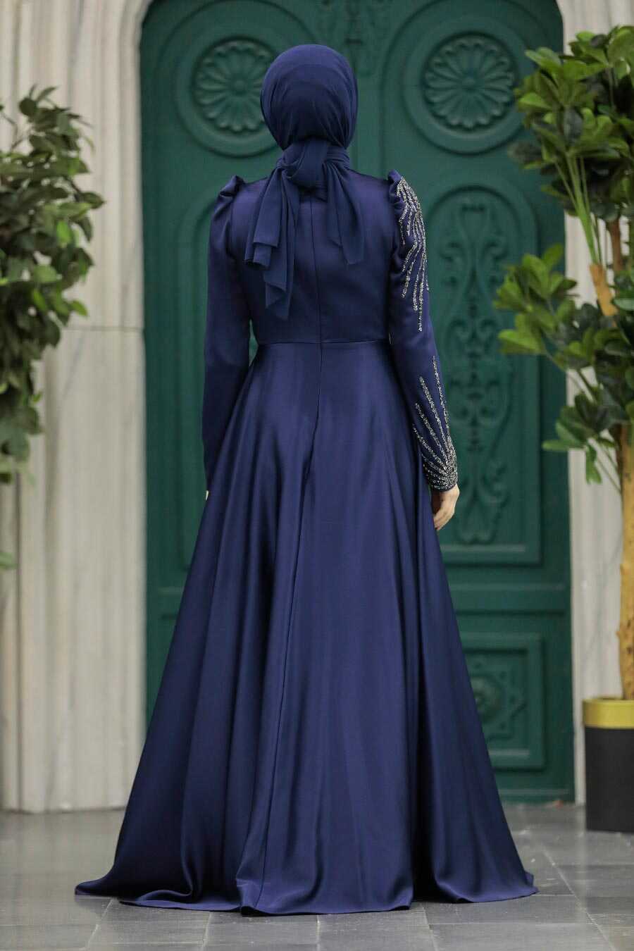 Neva Style Elegant Navy Blue Muslim Fashion Wedding Dress L