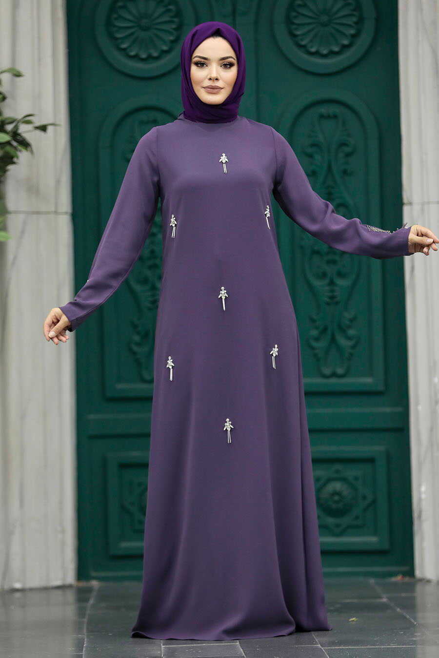 Lila Hijab Maxi Dress 30024LILA Neva Style