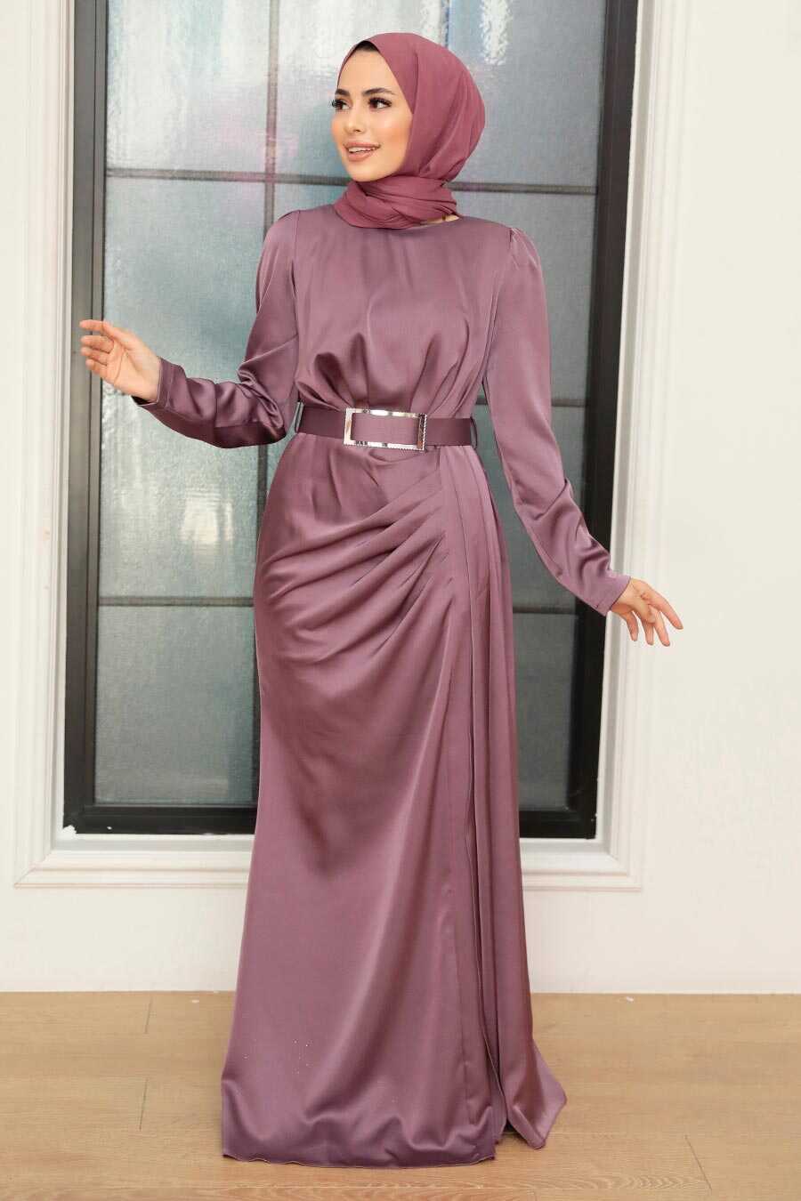 Stylish Lila Islamic Long Sleeve Maxi Dress Lila Neva Style