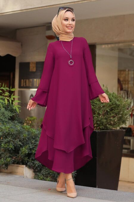 Plum Color Hijab Tunic Mu Neva Style