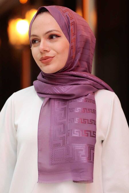 Purple Hijab Shawl Mor Neva Style