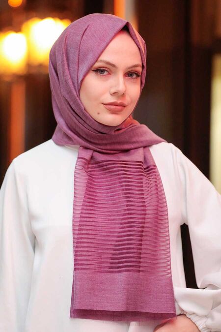 Purple Hijab Shawl Mor Neva Style