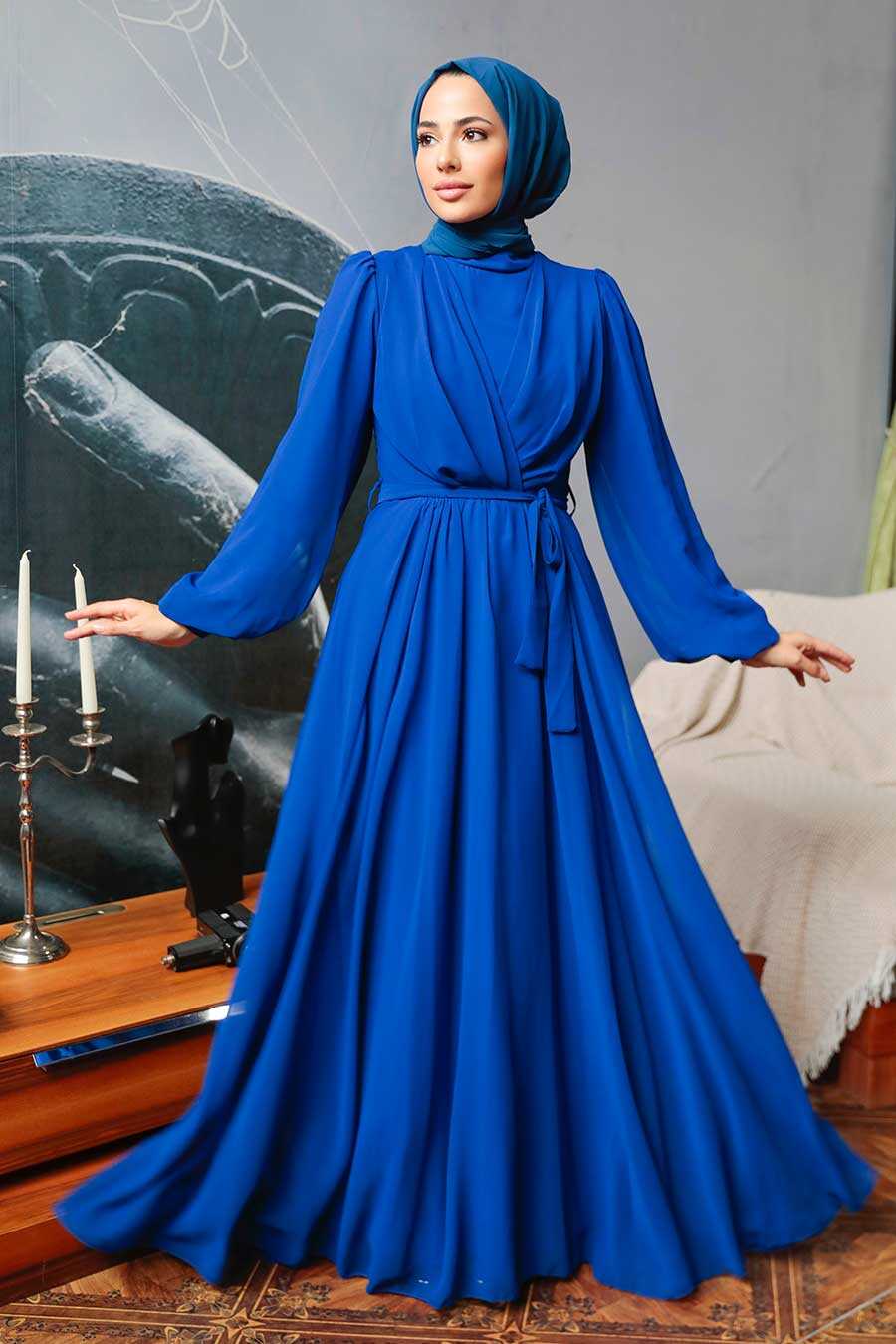 Sax Blue Hijab Dress Sx Neva Style