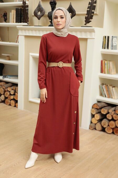 Terra Cotta Hijab Dress 5804KRMT Neva Style