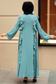 Almond Green Hijab Abaya 15402CY - Thumbnail