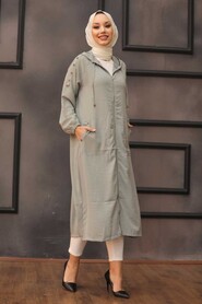 Almond Green Hijab Coat 14650CY - 1