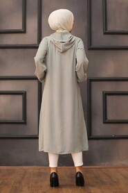 Almond Green Hijab Coat 15630CY - 2