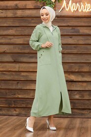 Almond Green Hijab Coat 3729CY - 1