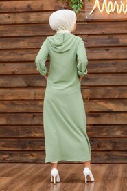 Almond Green Hijab Coat 3729CY - 2