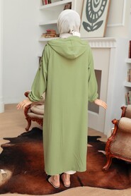 Almond Green Hijab Coat 6298CY - 2