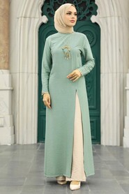 Almond Green Hijab Double Suit 52221CY - 1