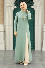 Almond Green Hijab Double Suit 52221CY - 2