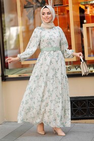 Almond Green Hijab Dress 10262CY - 1