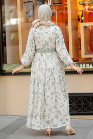 Almond Green Hijab Dress 10262CY - 4