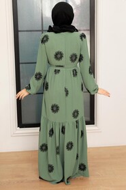 Almond Green Hijab Dress 10281CY - 2