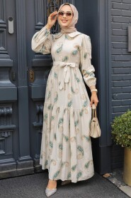 Almond Green Hijab Dress 10302CY - 1
