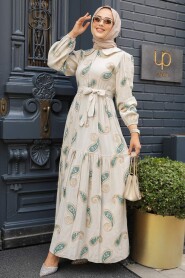 Almond Green Hijab Dress 10302CY - 2