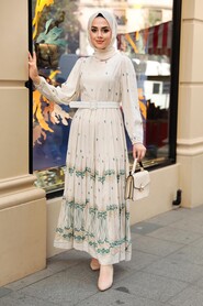Almond Green Hijab Dress 10349CY - 3