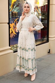 Almond Green Hijab Dress 10349CY - 2