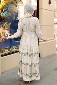Almond Green Hijab Dress 10349CY - 4