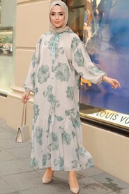 Almond Green Hijab Dress 10440CY - 1