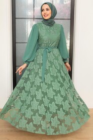 Almond Green Hijab Dress 1063CY - 2