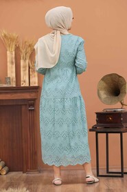 Almond Green Hijab Dress 1073CY - 3