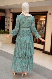 Almond Green Hijab Dress 11470CY - 3