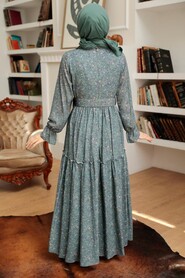 Almond Green Hijab Dress 11601CY - 3