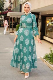 Almond Green Hijab Dress 11870CY - 1