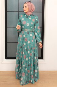 Almond Green Hijab Dress 11871CY - 1