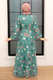 Almond Green Hijab Dress 11871CY - 3