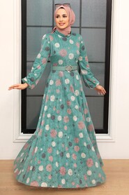 Almond Green Hijab Dress 11871CY - 2