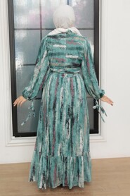 Almond Green Hijab Dress 12101CY - 3