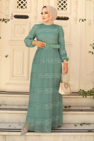 Almond Green Hijab Dress 12240CY - 1