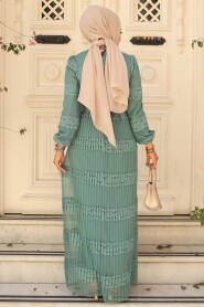 Almond Green Hijab Dress 12240CY - 3