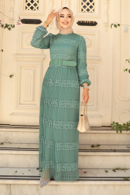Almond Green Hijab Dress 12240CY - 2