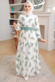 Almond Green Hijab Dress 1228CY - Thumbnail