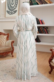Almond Green Hijab Dress 12302CY - 3