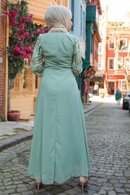 Almond Green Hijab Dress 12327CY - 2
