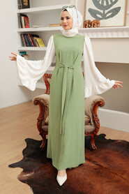 Almond Green Hijab Dress 1335CY - 1
