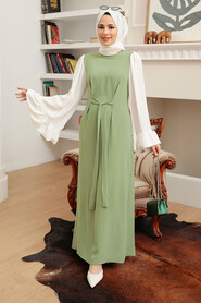 Almond Green Hijab Dress 1335CY - 2