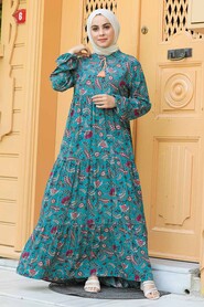 Almond Green Hijab Dress 16272CY - 1