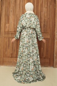 Almond Green Hijab Dress 22163CY - 2