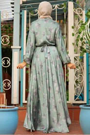 Almond Green Hijab Dress 22165CY - 2