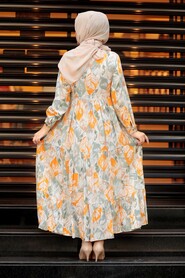 Almond Green Hijab Dress 22430CY - 4