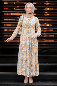 Almond Green Hijab Dress 22430CY - 3