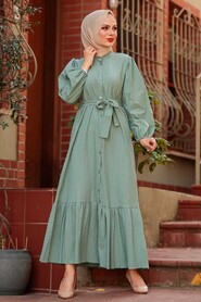 Almond Green Hijab Dress 2267CY - 1