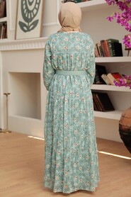 Almond Green Hijab Dress 2270CY - 4